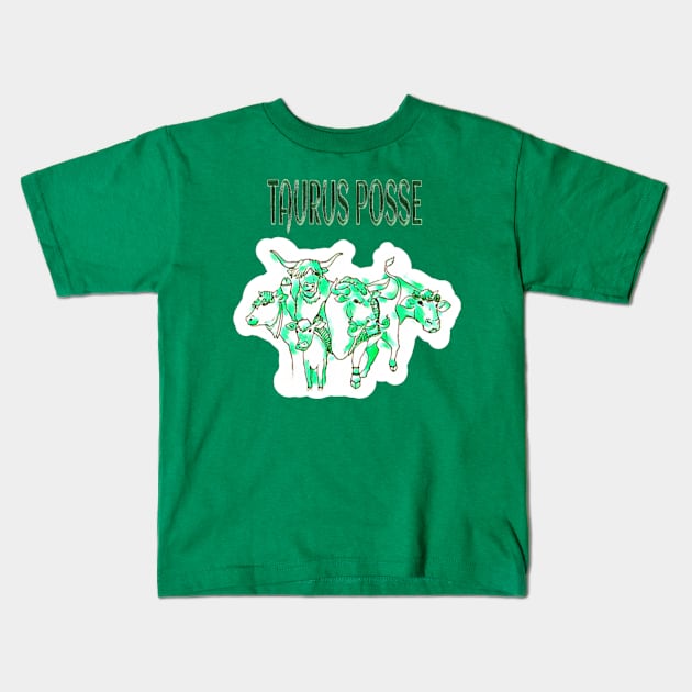 Taurus Posse Emerald Herd - Back Kids T-Shirt by Subversive-Ware 